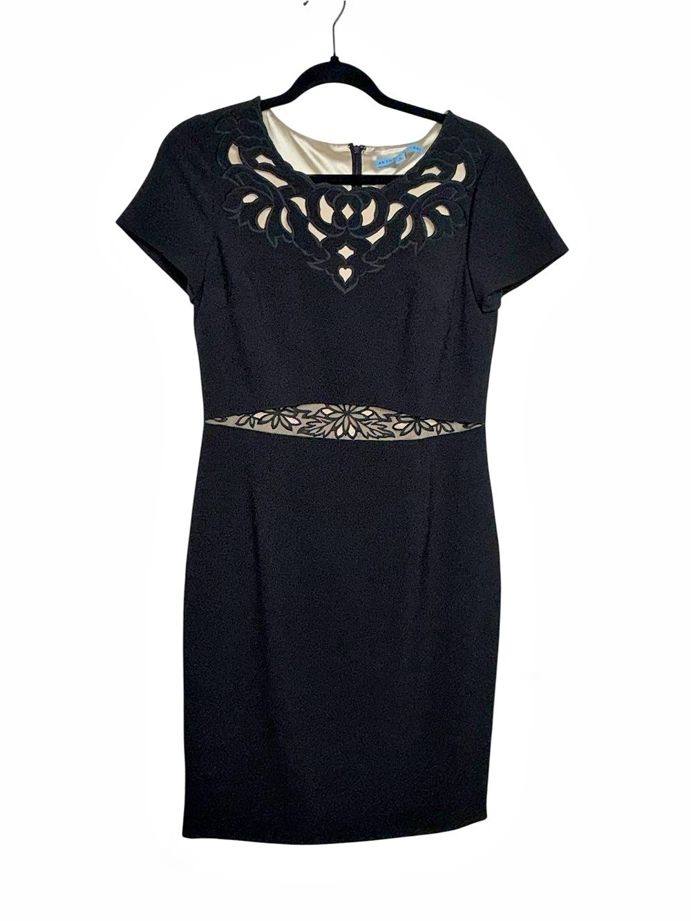 Antonio Melani Black Cutout Lace Waist Sheath Dress Size 6